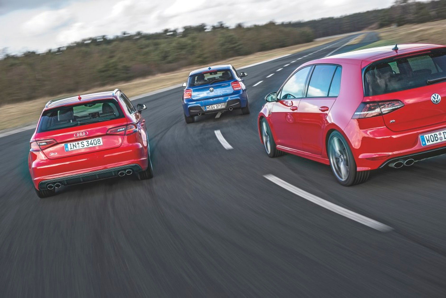 Audi S3 Sportback Quattro, BMW M135i xDrive i VW Golf R 4Motion