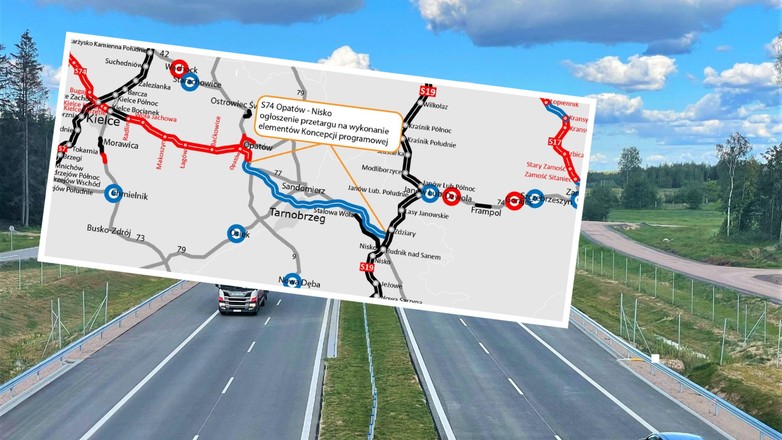 Droga S74 Opatów - Nisko na mapie
