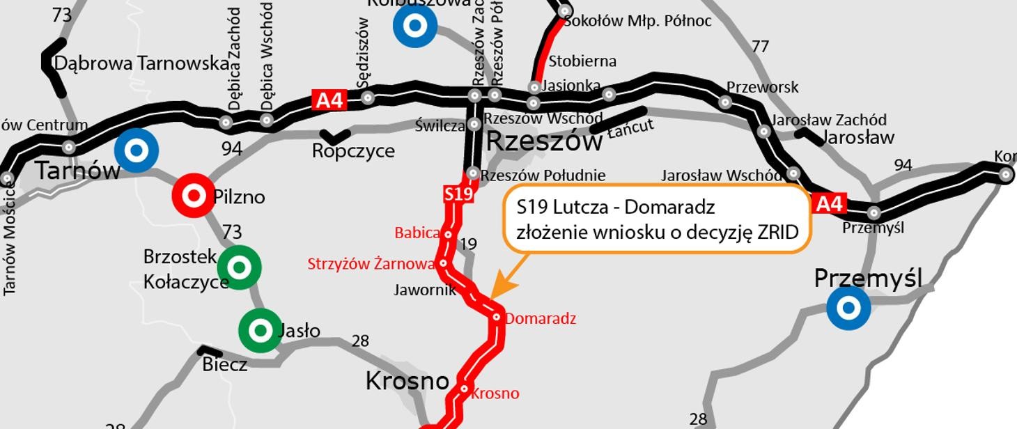 Droga S19 Lutcza - Domaradz, mapa