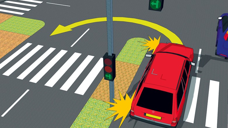 Zawracanie na zielonej strzałce w lewo