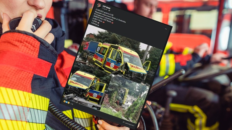 Bielsk: Wypadek karetki. Wjechała w cmentarz, uszkodziła nagrobki