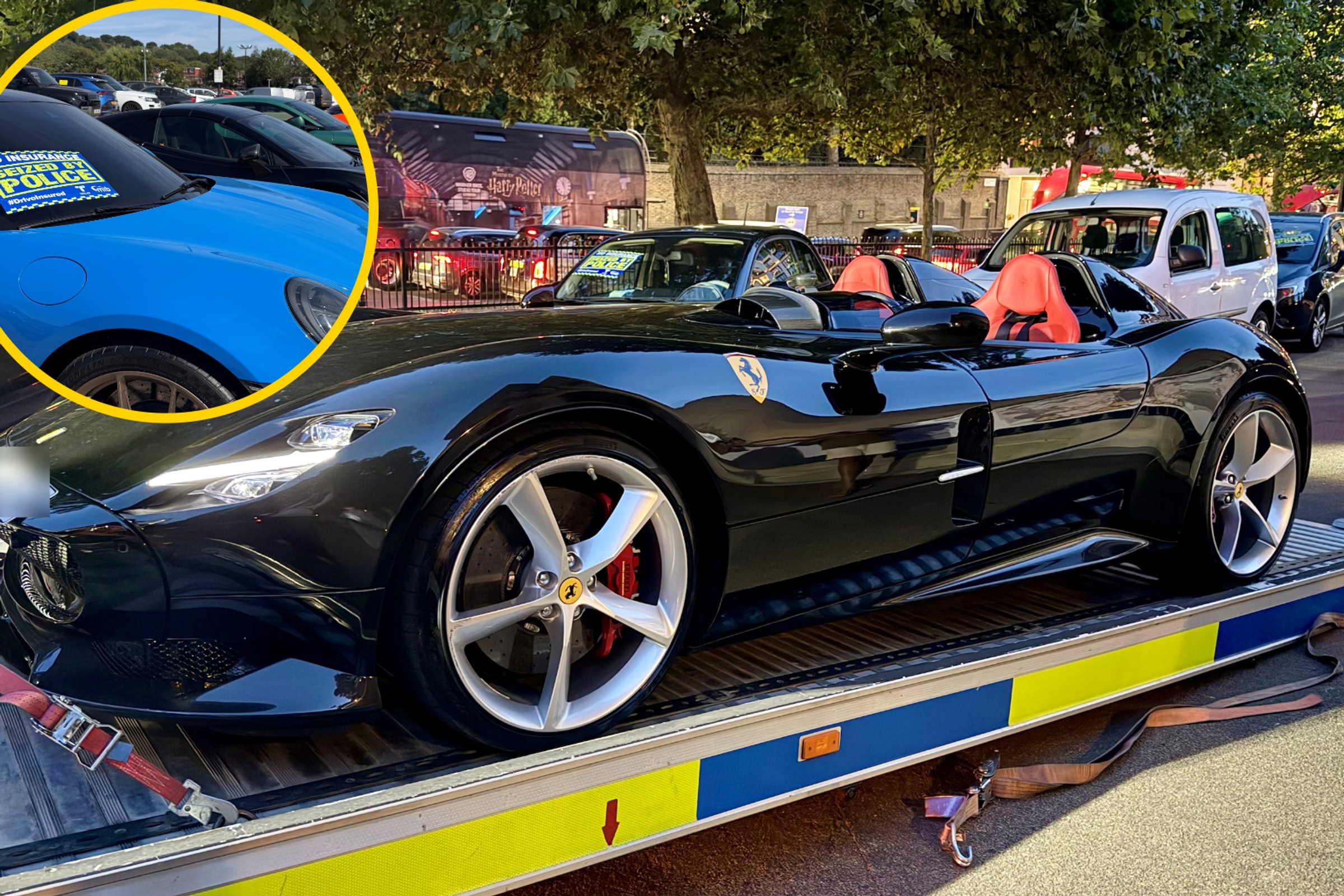 Wielka operacja policji w Londynie. Luksusowe auta na lawetach, w tym egzotyczne Ferrari Monza