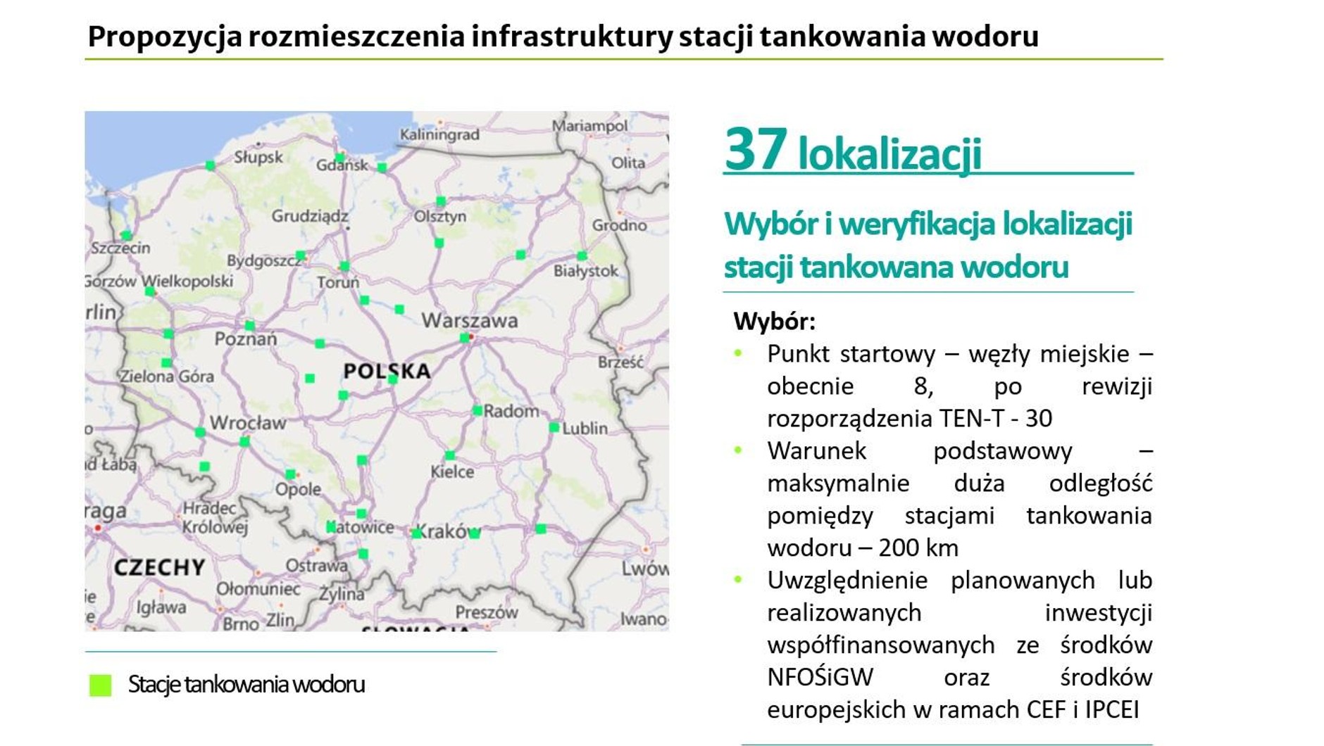 Proponowane lokalizacje stacji wodorowych