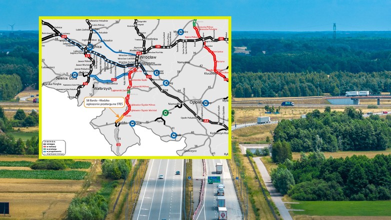 Droga S8 Bardo — Kłodzko, mapa