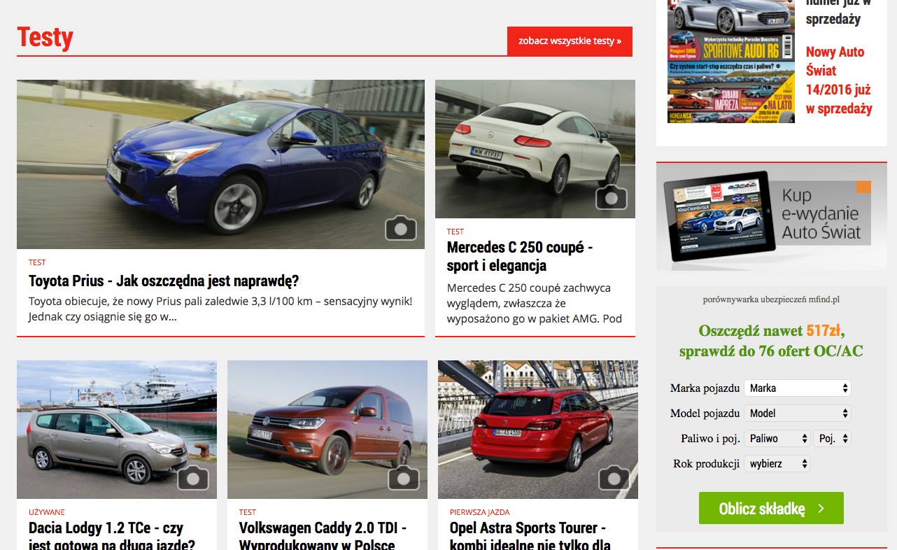 Wpisz dane auta do kalkulatora na stronie auto-swiat.pl