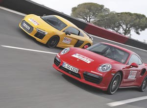 Audi R8 5.2 FSI quattro plus kontra Porsche 911 Turbo S - Spotkanie w ekstraklasie