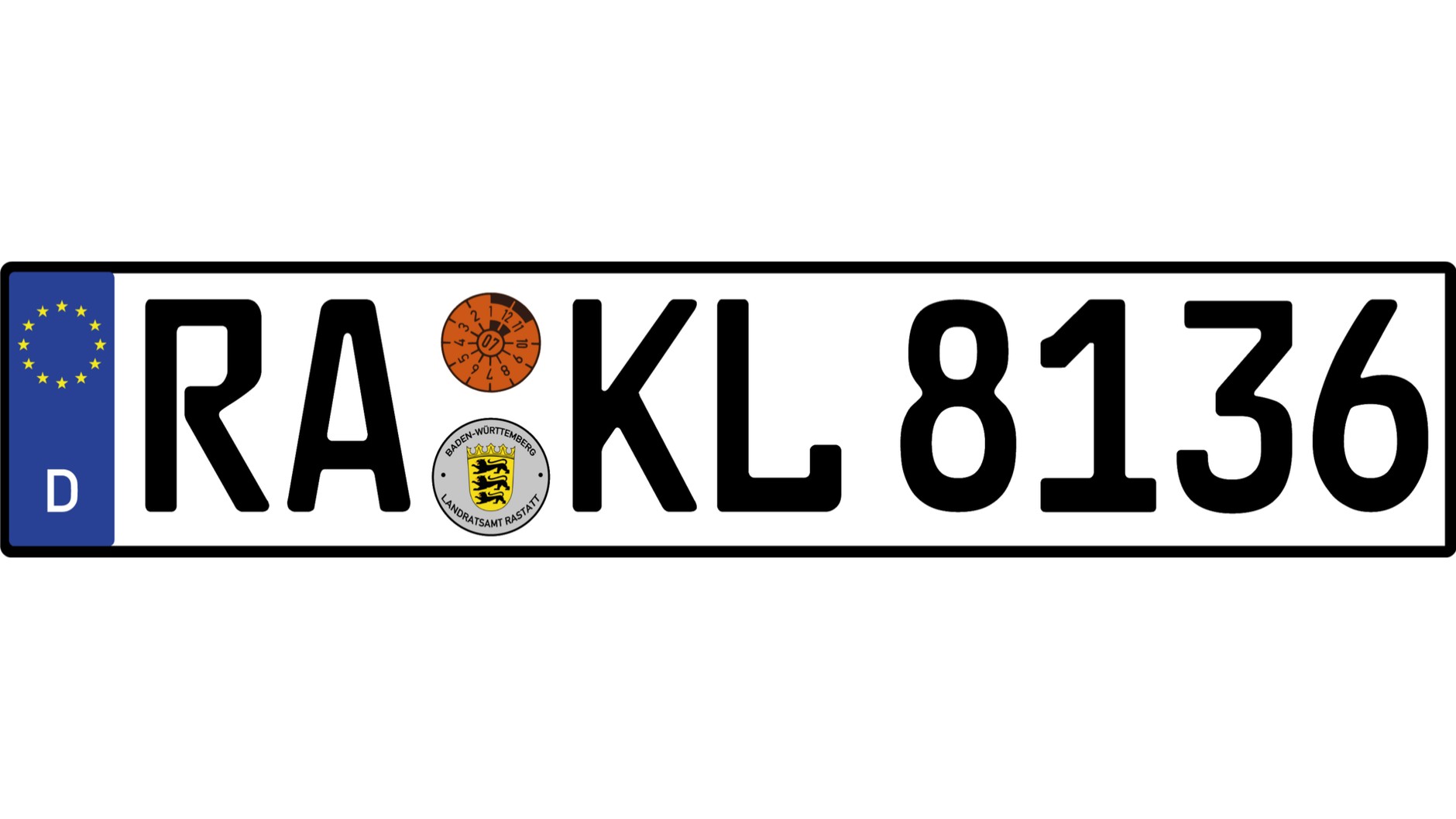 Współczesne tablice rejestracyjne z Niemiec, zapisane FE-Schrift