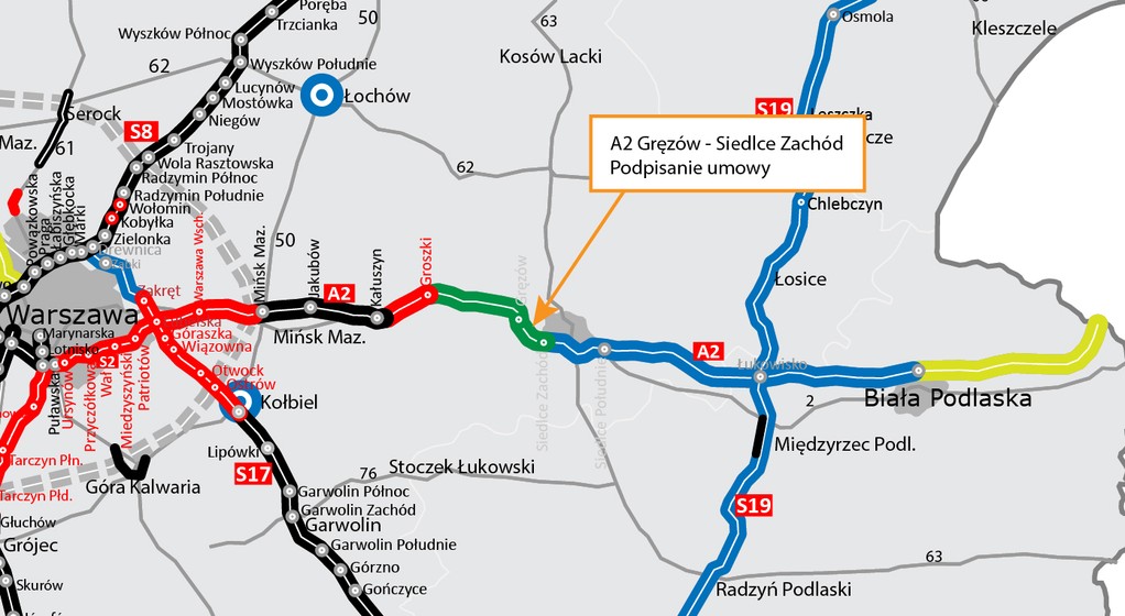 Budowa autostrady A2 na wschód od Warszawy