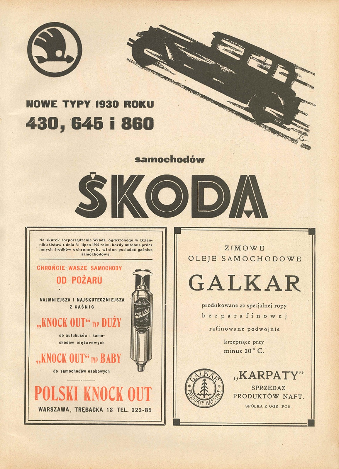 Reklamy motoryzacyjne z lat 30.