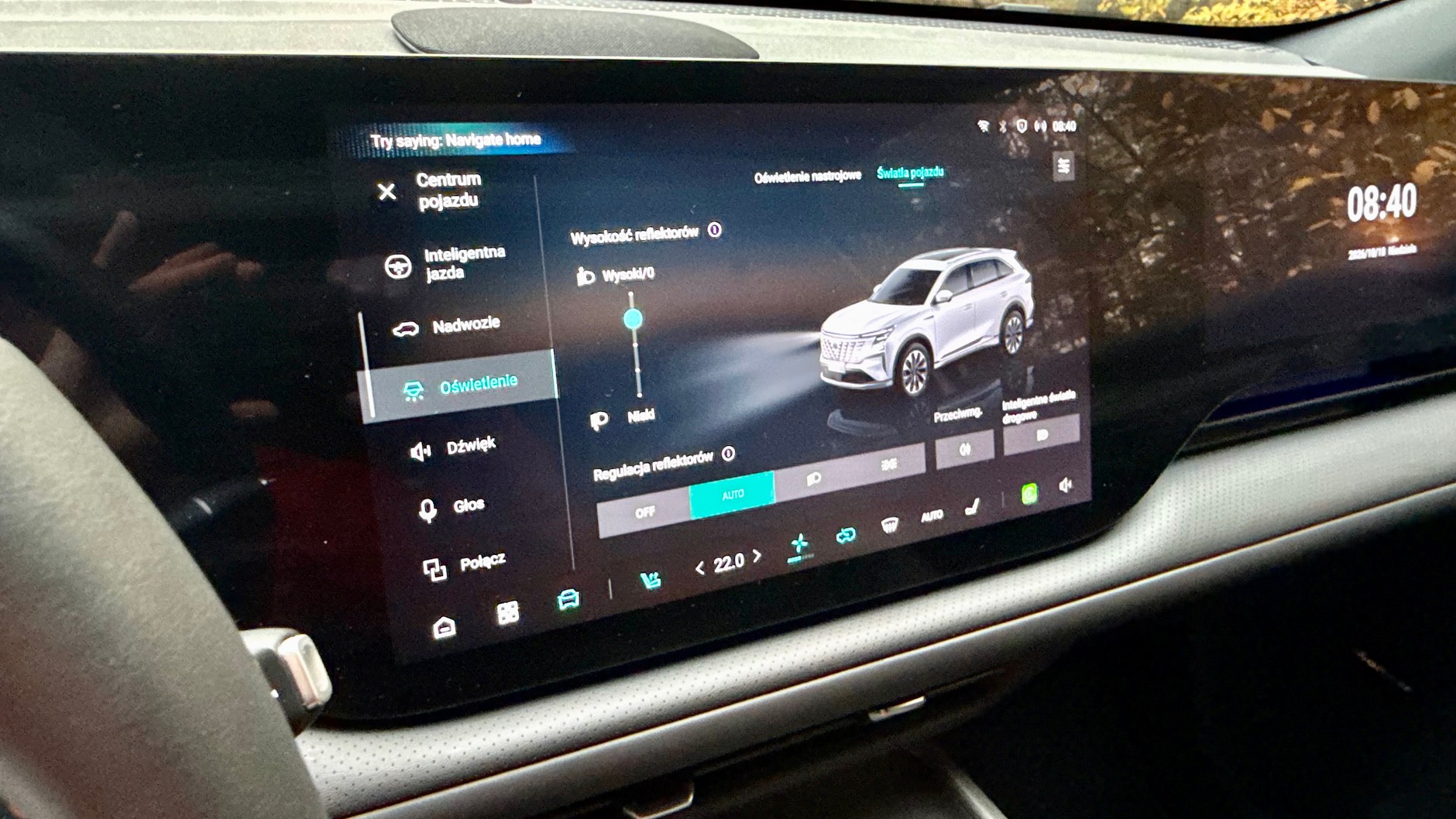 Changan CS75 Plus: ta zakładka w menu użytkownika służy do "szczegółowej" obsługi świateł. Jest to... dramat
