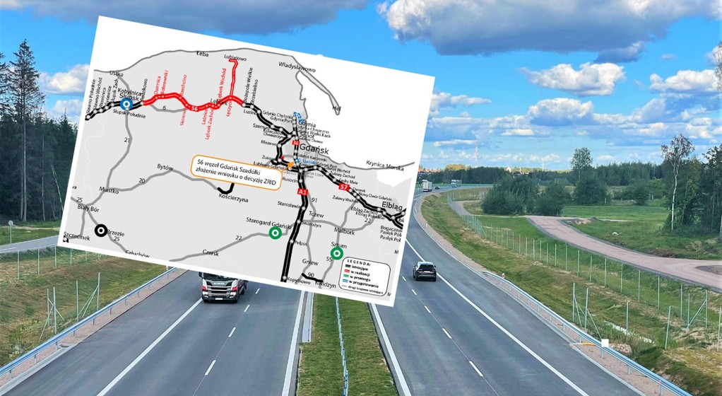 S6 węzeł Gdańsk Szadółki - mapa