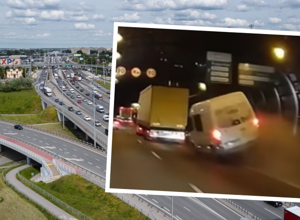 "Tak się kończy bezsensowny pośpiech". Kierowca busa taranuje barierę energochłonną [Nagranie]