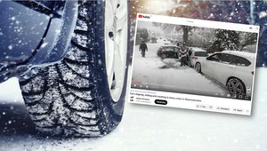Zima zaskoczyła kierowców w Anglii. Ciekawe, jakie mieli założone opony? [WIDEO]