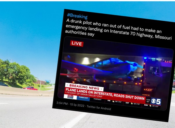 Samolot musiał lądować na autostradzie. Pilot był pijany