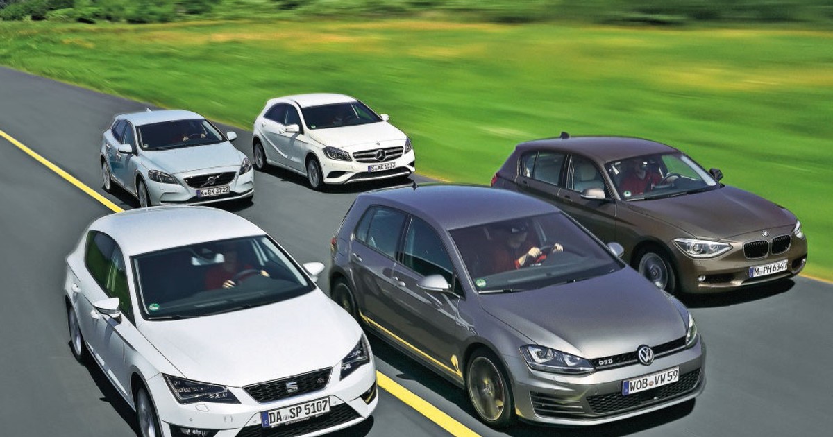 BMW serii 1 kontra Mercedes klasy A, Leon, Golf i V40: porównanie trzech szybkich kompaktowych turbodiesli