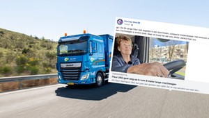 Pani Fleur za kierownicą wielkiej ciężarówki. Uwagę zwraca jej wiek