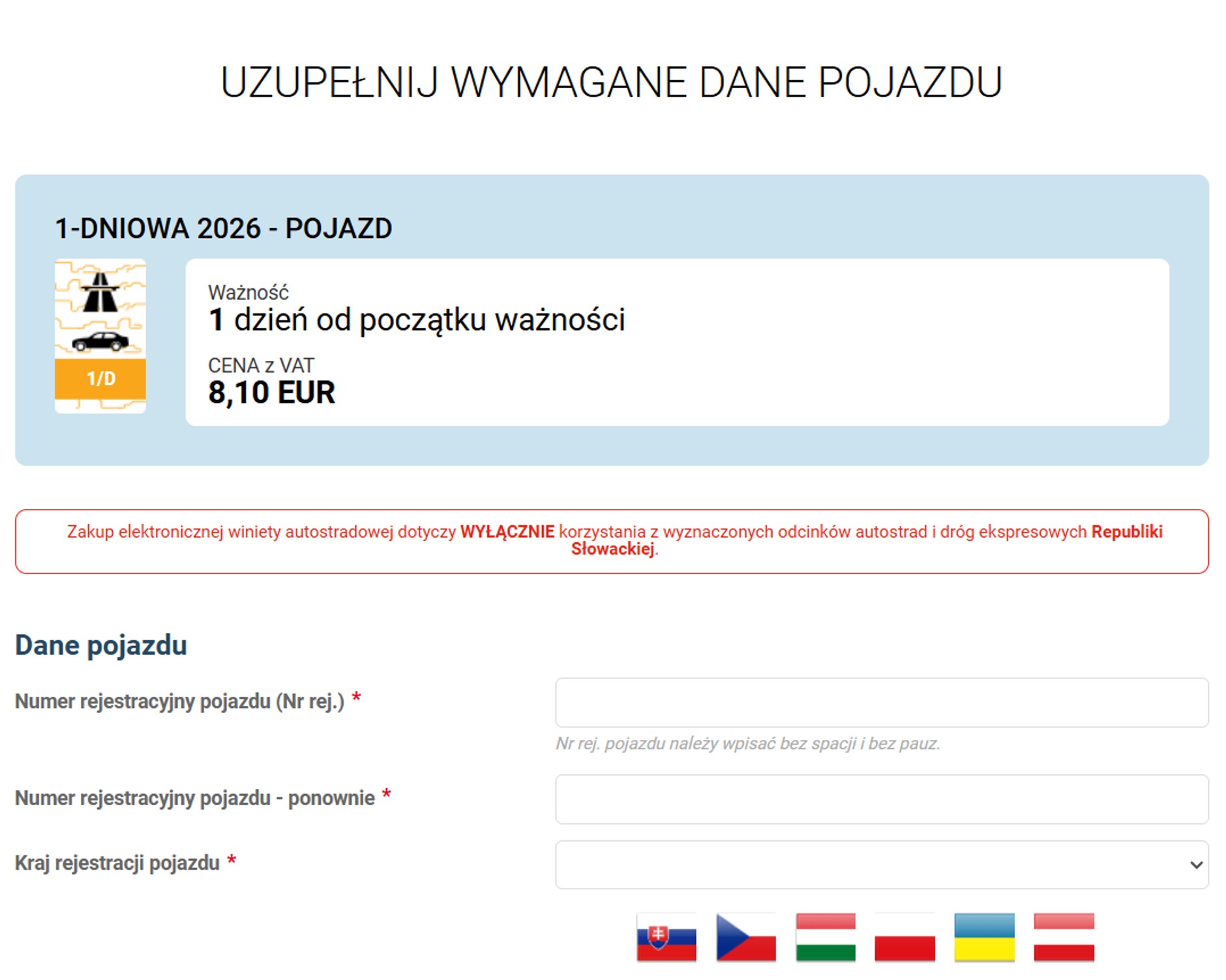 Zakup słowackiej winiety w sklepie internetowym