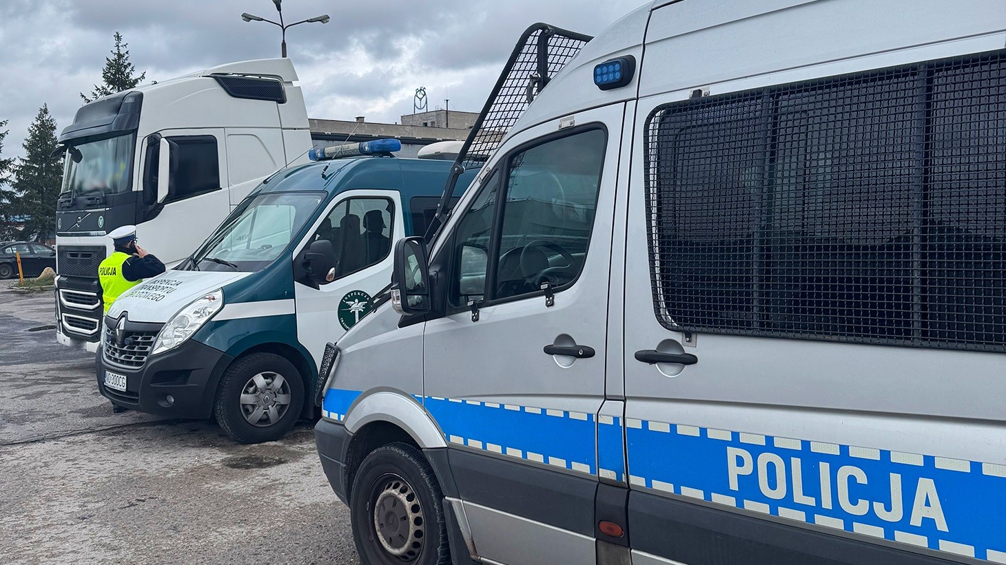 Interwencja policji na miejscu kontroli ITD