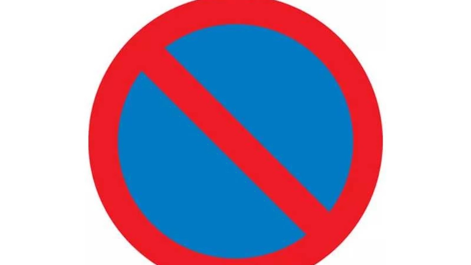 Niebieskie koło z czerwonym okręgiem i przekreśleniem
