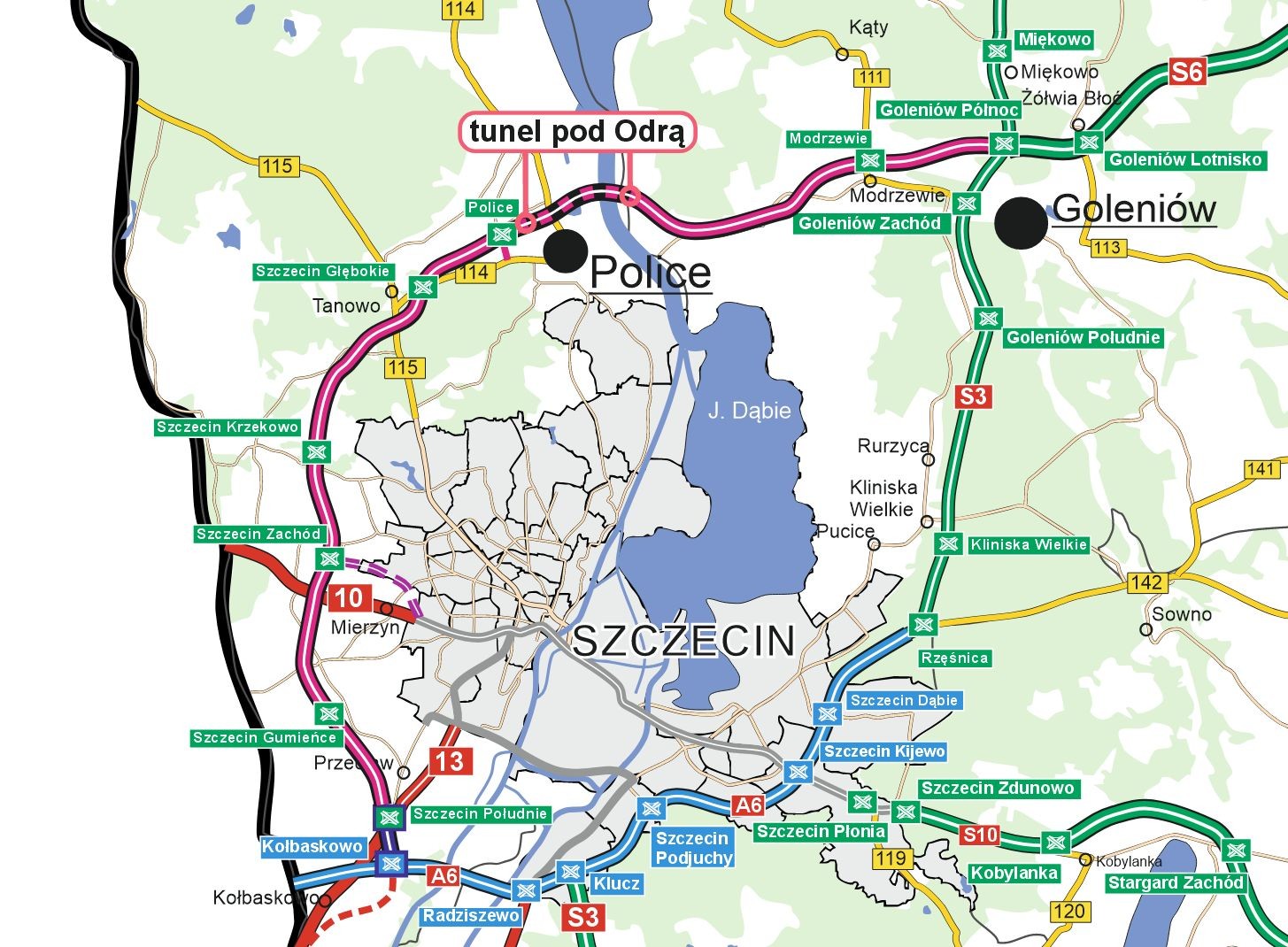 Mapa Zachodniej Obwodnicy Szczecina