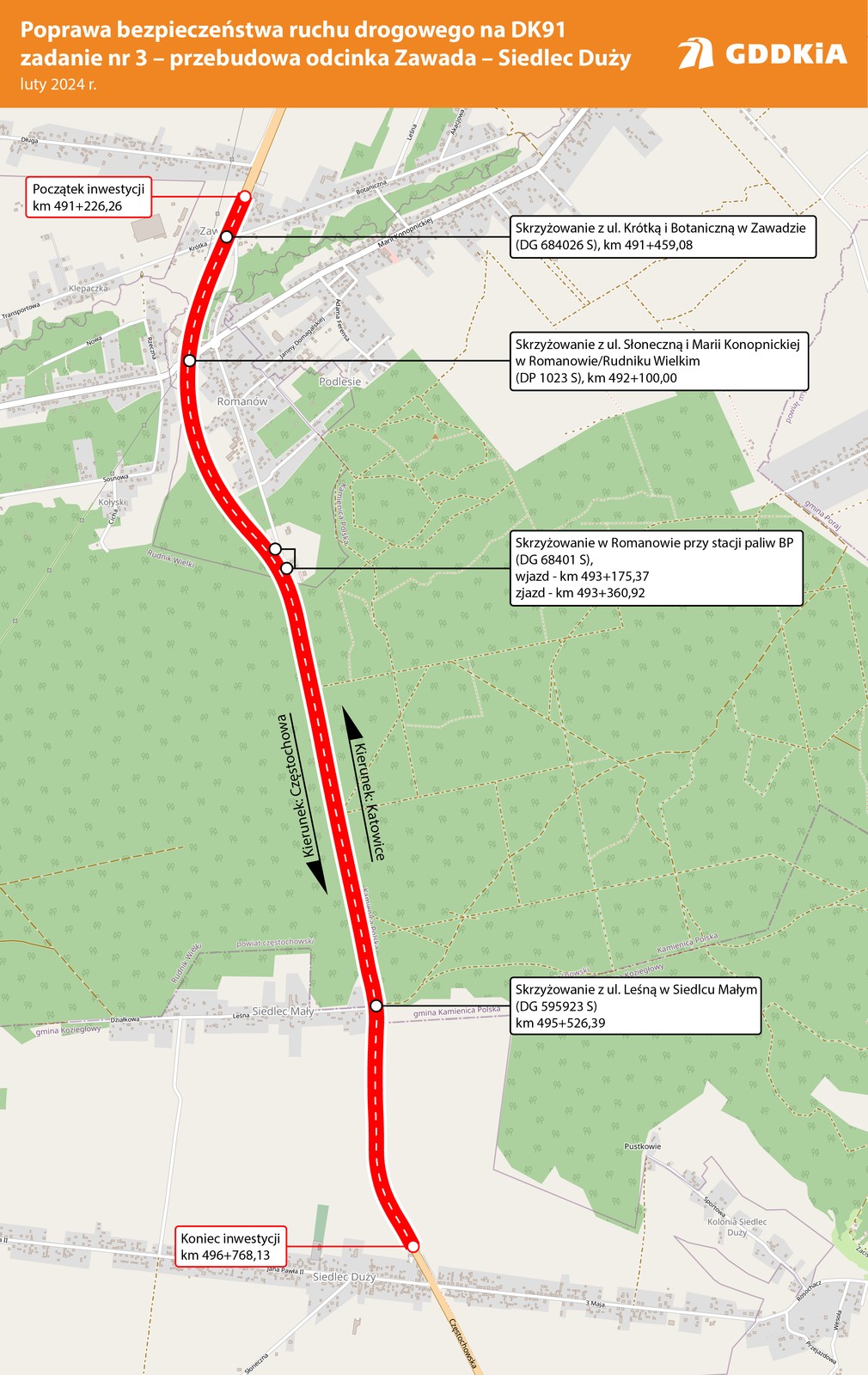 Przebudowa odcinka pomiędzy Zawadą a Siedlcem Dużym na Gierkówce