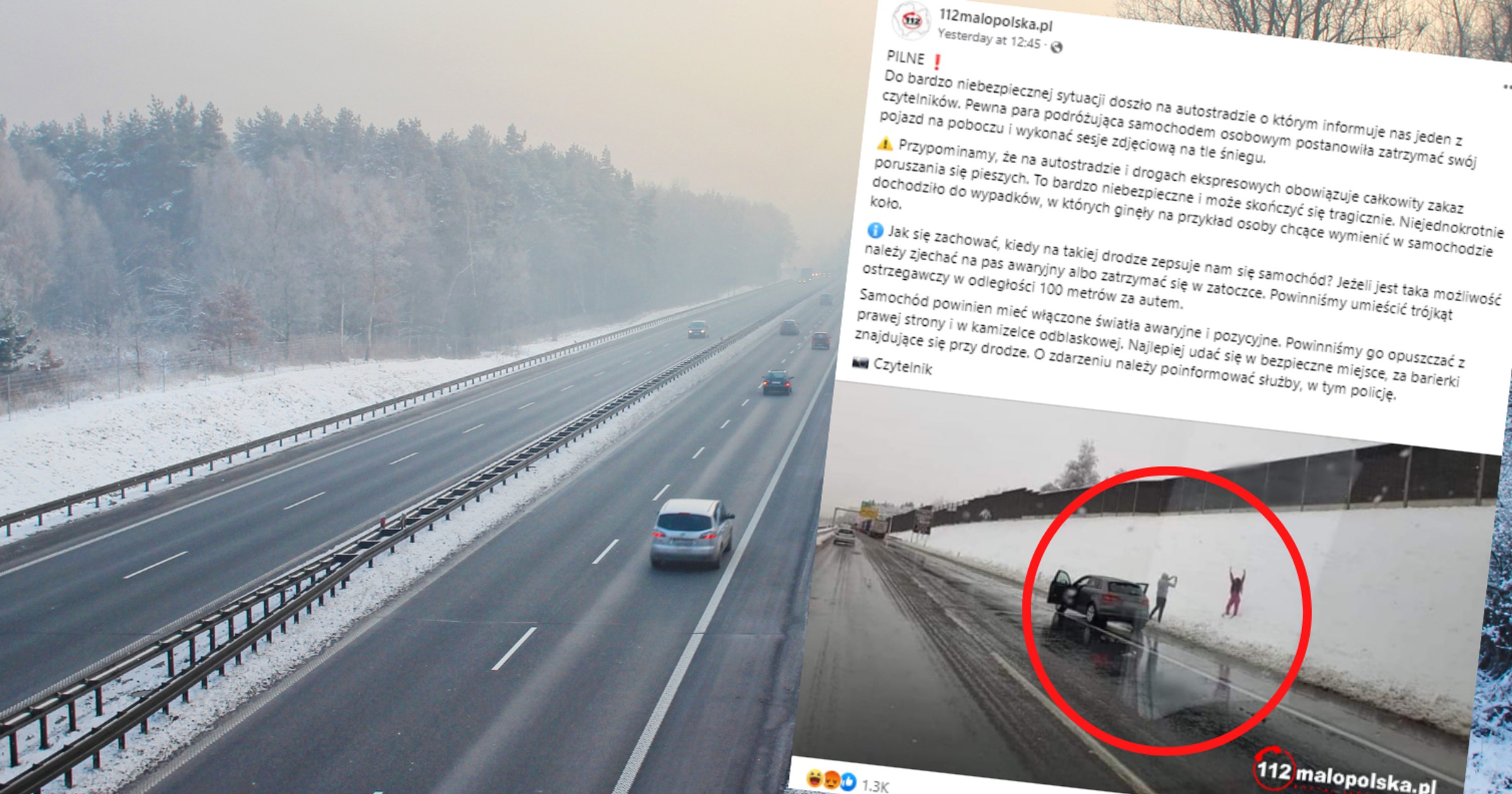 Para postanowiła wykonać sesję zdjęciową na autostradzie (facebook.com/112malopolska)