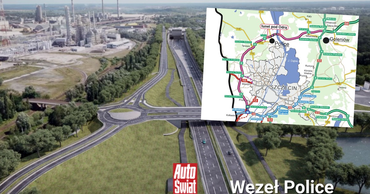 Tunel pod Odrą w ciągu drogi S6. Jezdnie na głębokości 45 m poniżej poziomu terenu