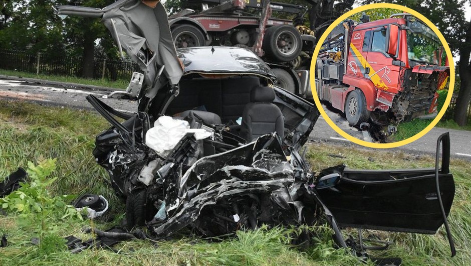 Kierowca Audi zjechał na drugi pas i zderzył się z ciężarówką