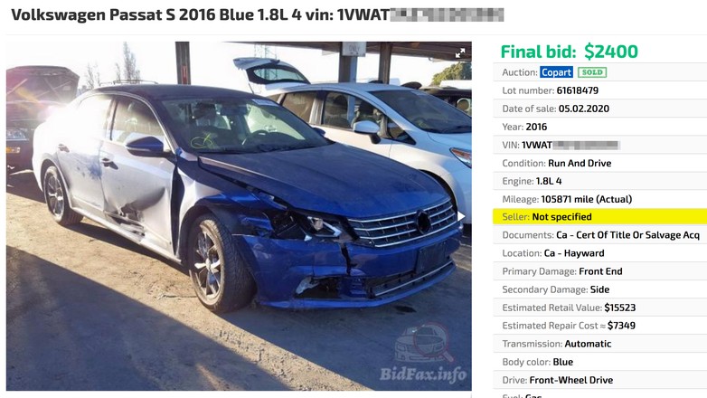 Auto z ogłoszenia: VW Passat z USA