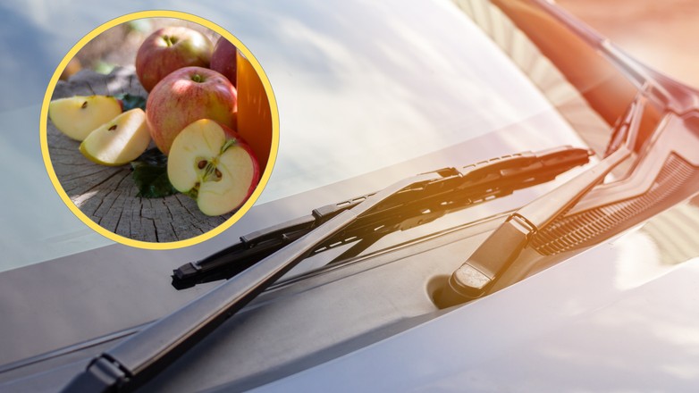 By szybka samochodu była czysta, przetrzyj ją przekrojonym jabłkiem