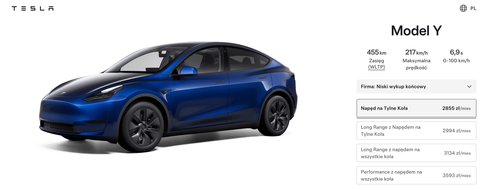 Tesla Model Y w dotychczasowej wersji oferowanej w Europie