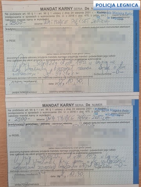 Mandat dla rowerzysty na łączną sumę 5 tys. zł