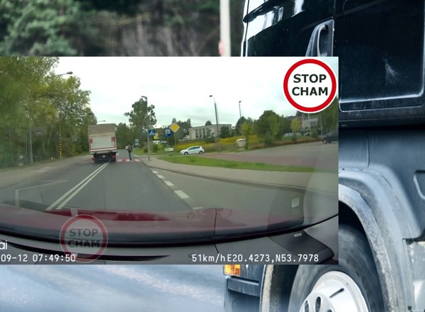 Pieszy otarł się o śmierć. Ciężarówka o mało go nie staranowała [WIDEO]