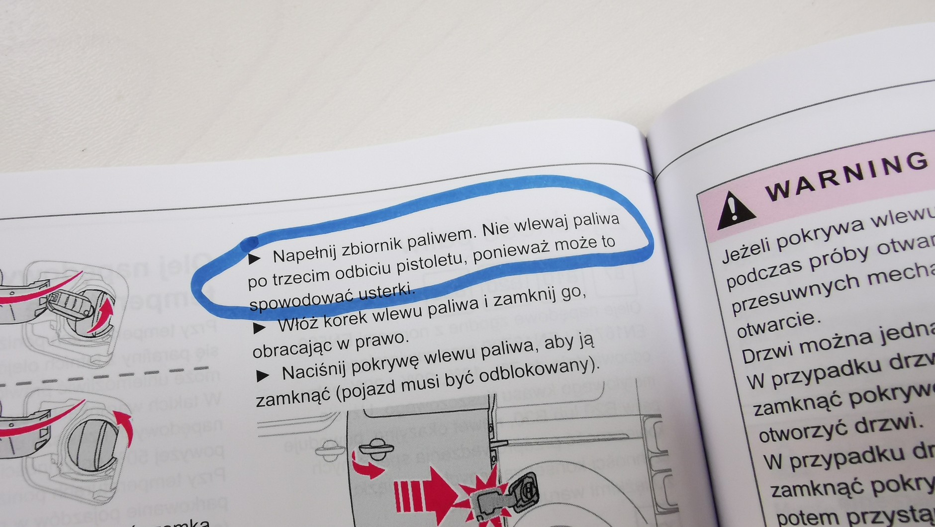 Instrukcja tankowania paliwa