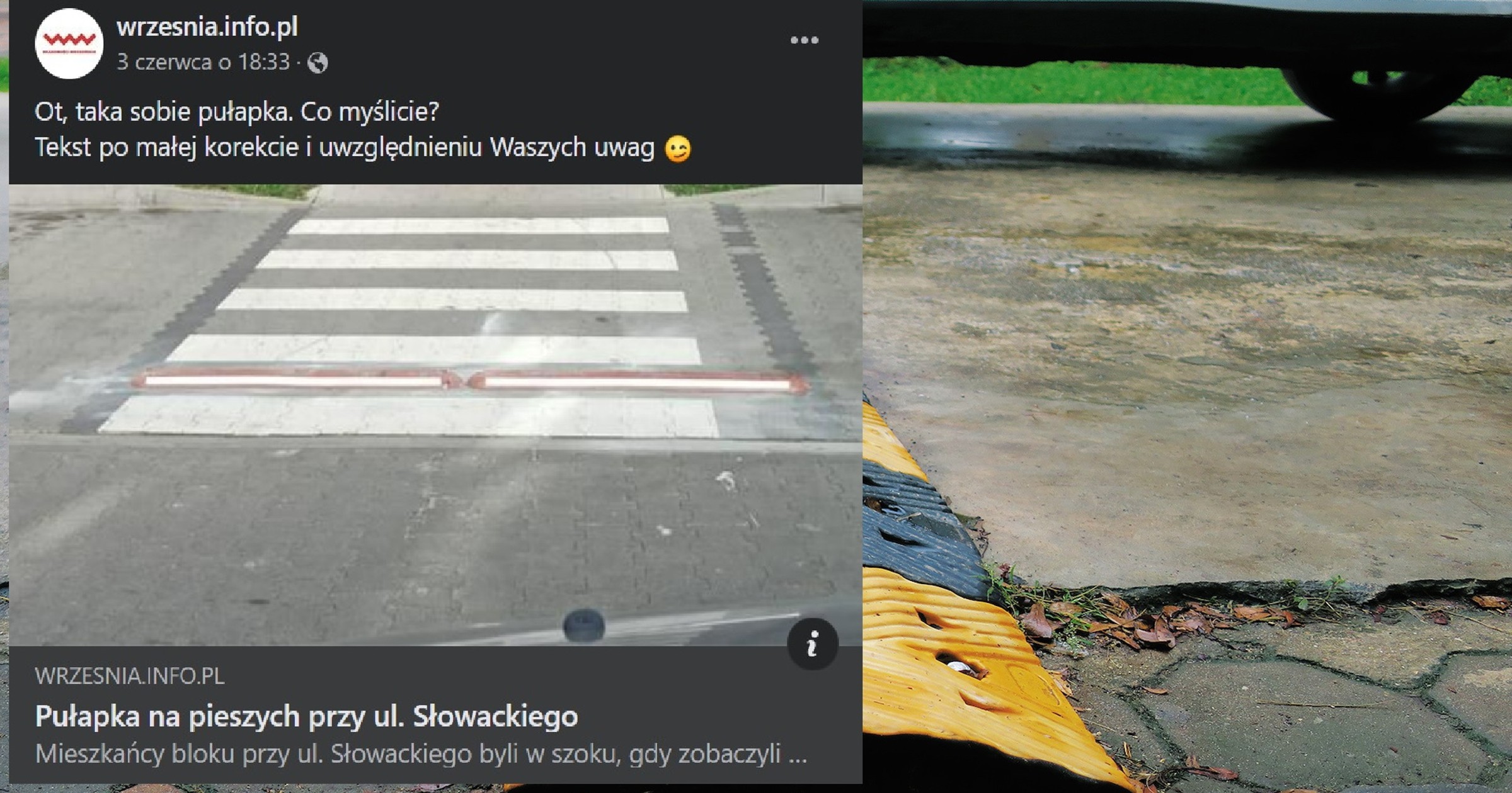 Postawili próg zwalniający na pieszych. Auta nie zwalniają, a piesi się potykają 