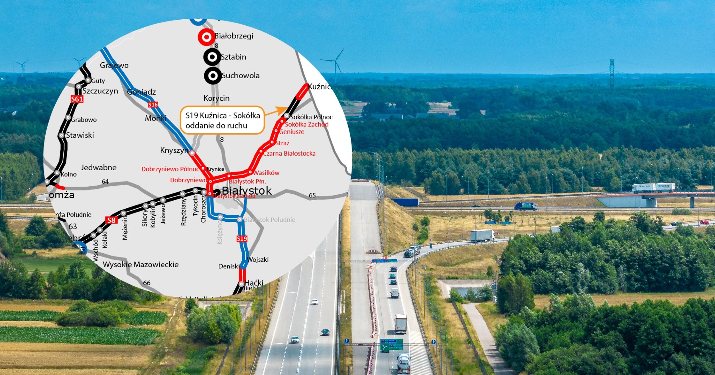 Droga S19 Kuźnica - Sokółka - mapa