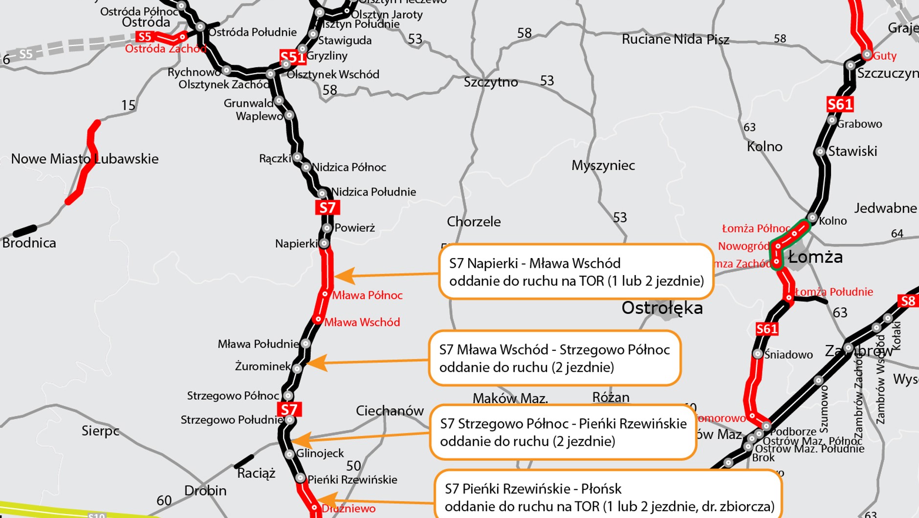 Droga ekspresowa S7. Kolejne odcinki gotowe jeszcze przed grudniowymi świętami 2021 r.