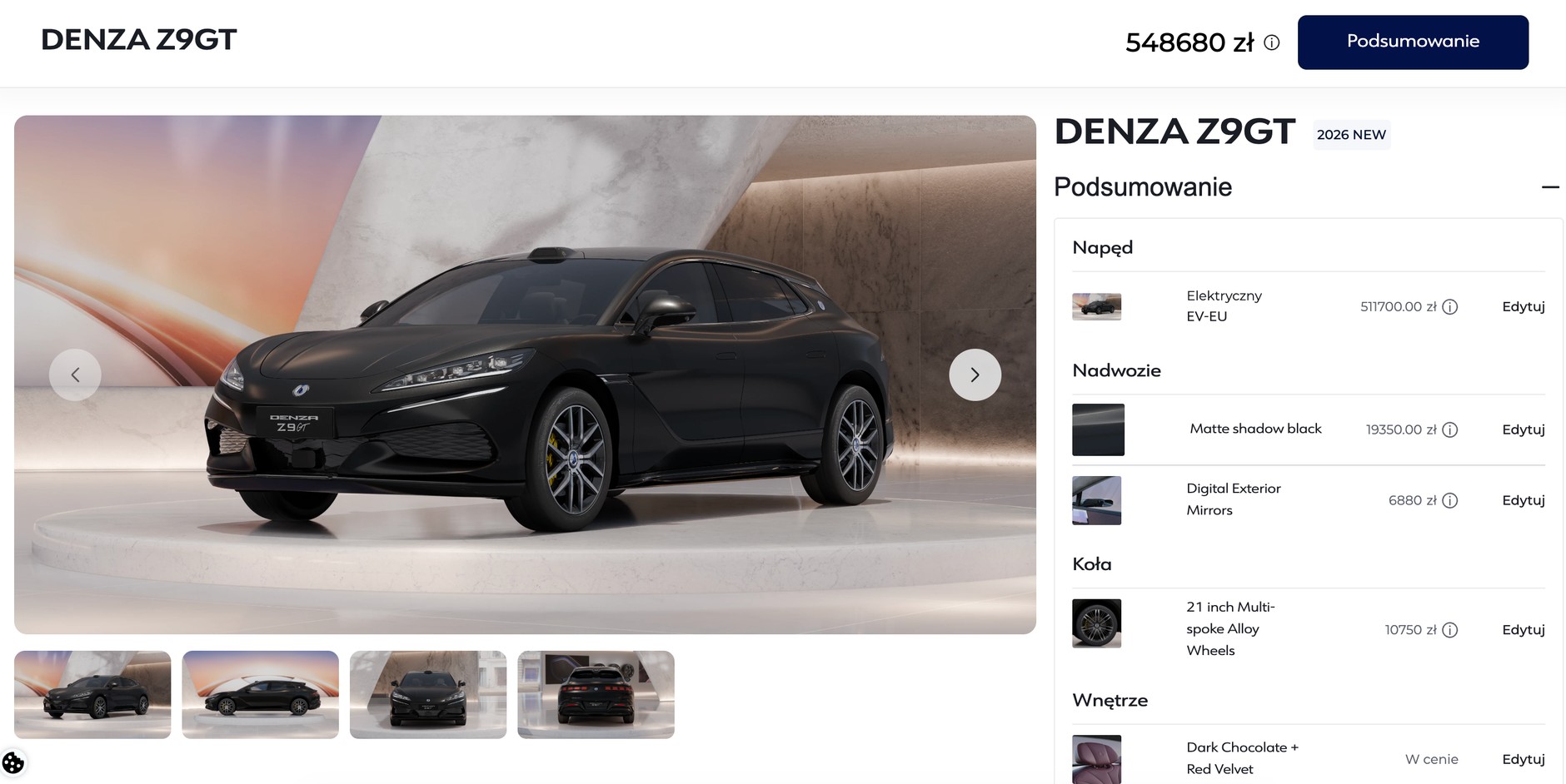 Zrzut ekranu z konfiguratora Denzy Z9GT