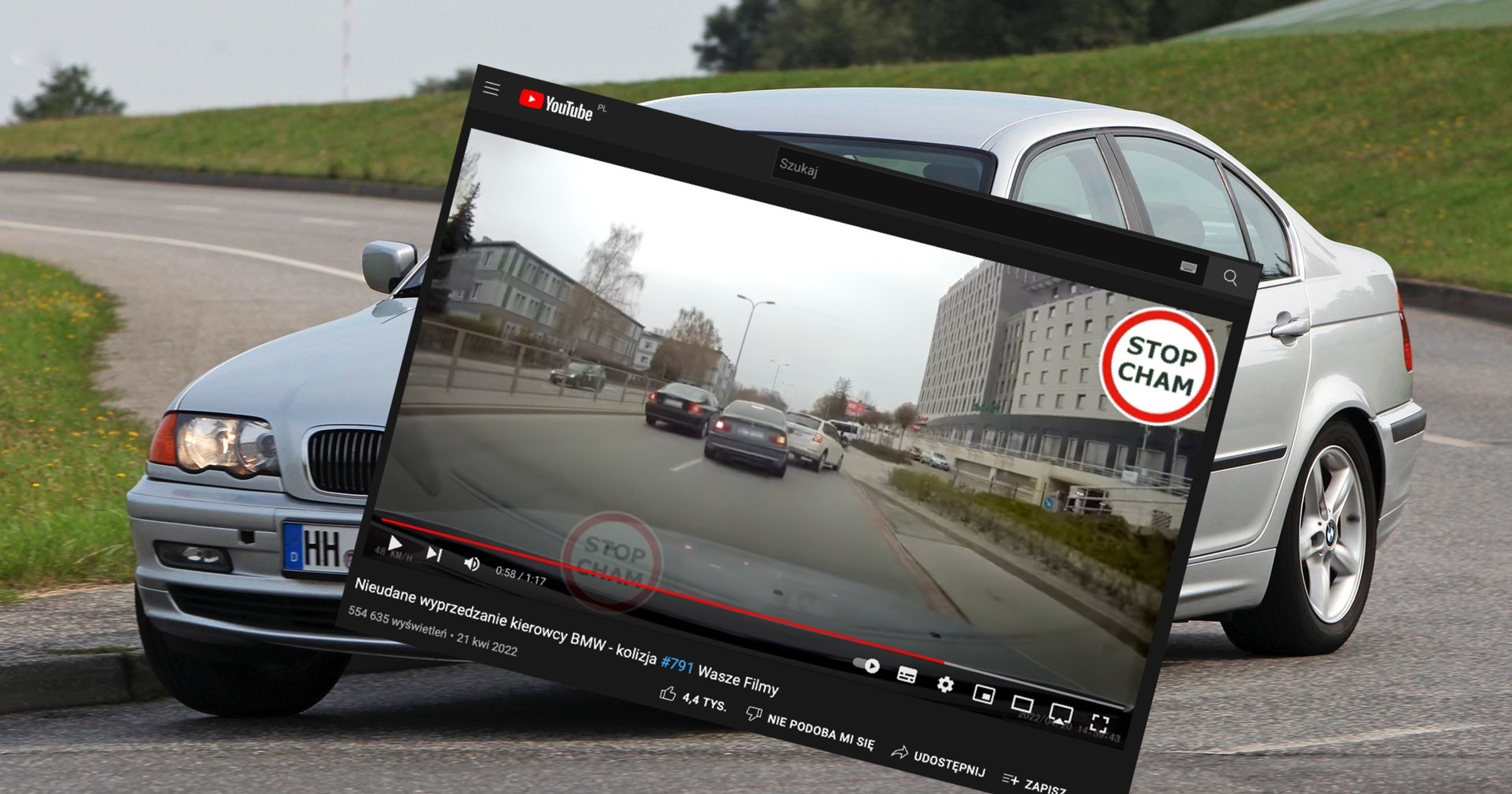 Kierowca BMW po zmianie pasa ruchu uderzył w Skodę Fabię