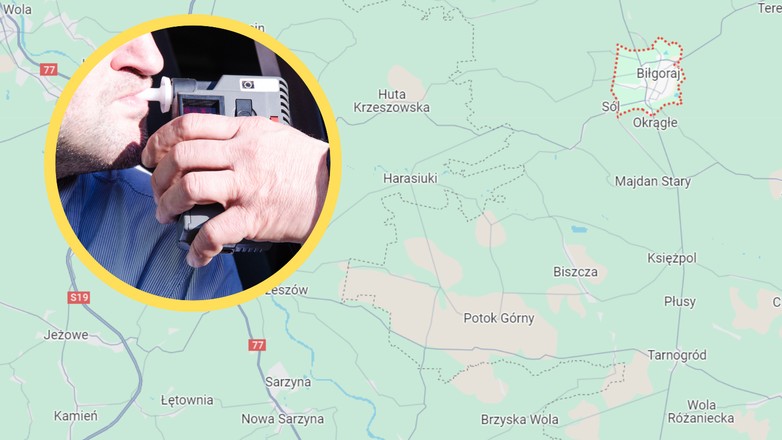 Pijany lekarz Piotr M. z Biłgoraja został zatrzymany przez policjantów. Sąd umorzył sprawę. Zdjęcia mapy: Mapy Google)