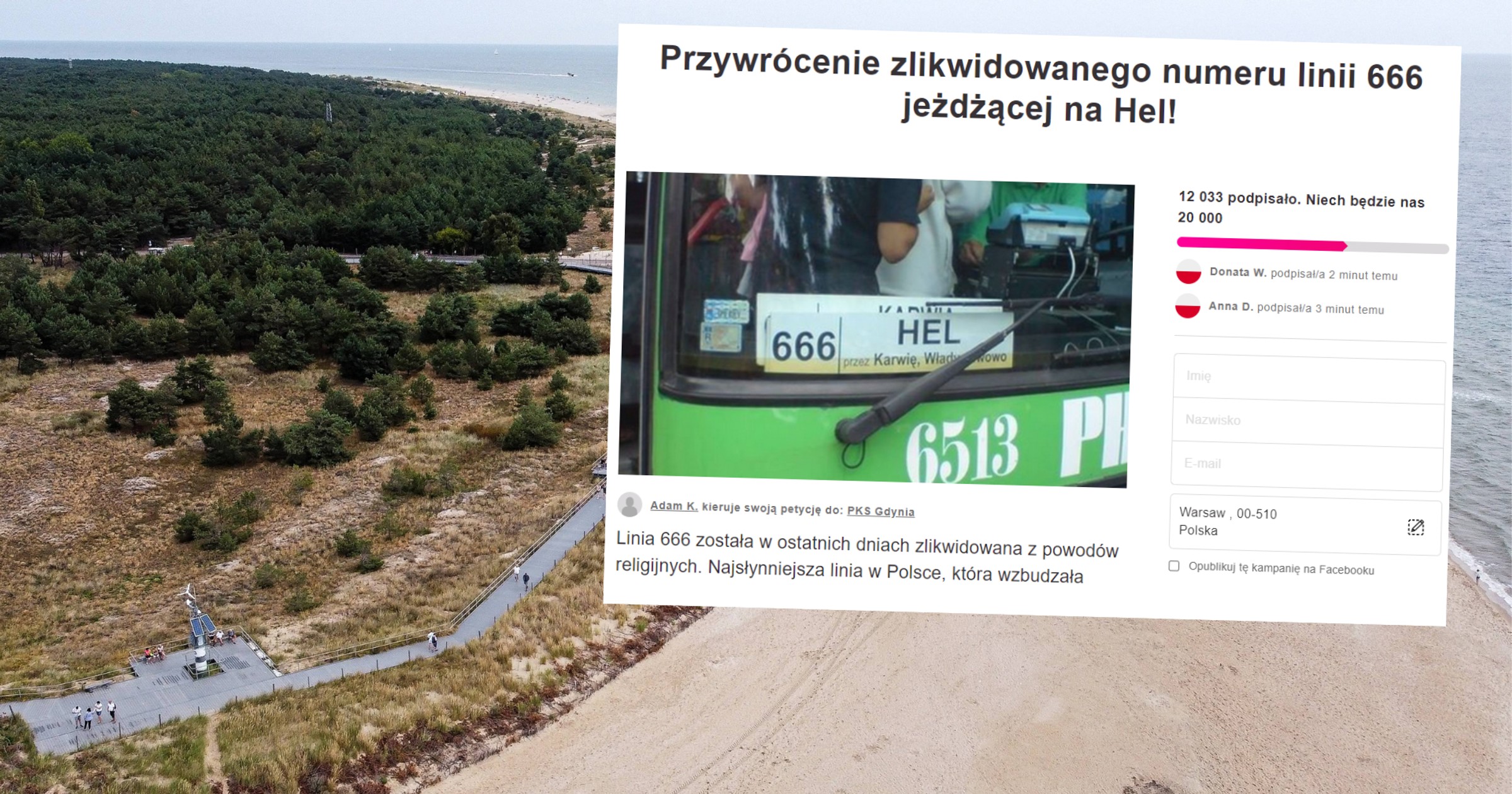 Internauci walczą o legendarną linię 666 (fot. screen: secure.avaaz.org)