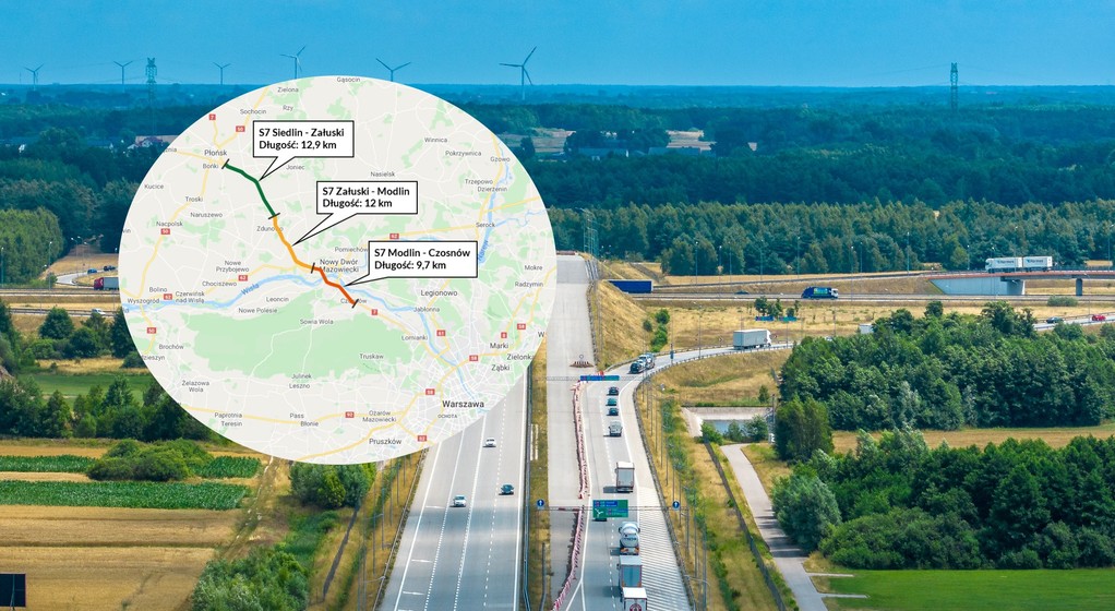 Droga S7 na północ od Warszawy