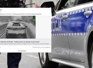 Radiowóz-bałwan na drodze. Policja poucza, straszy i... daje zły przykład