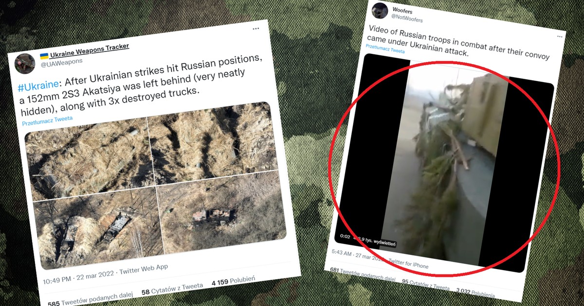 Eksperci wskazują, że kamuflaż Rosjan to pokaz amatorszczyzny (twitter.com/NotWoofers, twitter.com/UAWeapons)