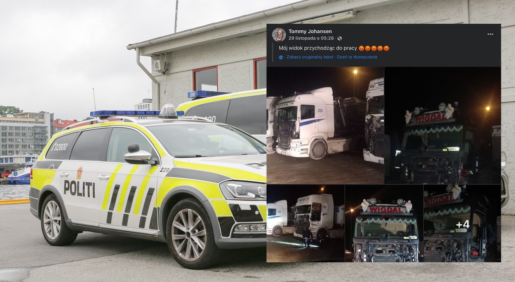 W Norwegii złodzieje w ciągu 20 minut rozkradli na części cztery ciężarówki
