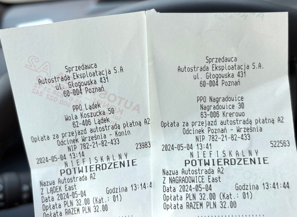 Przesłał zdjęcie z majówki. To paragony grozy z polskiej autostrady