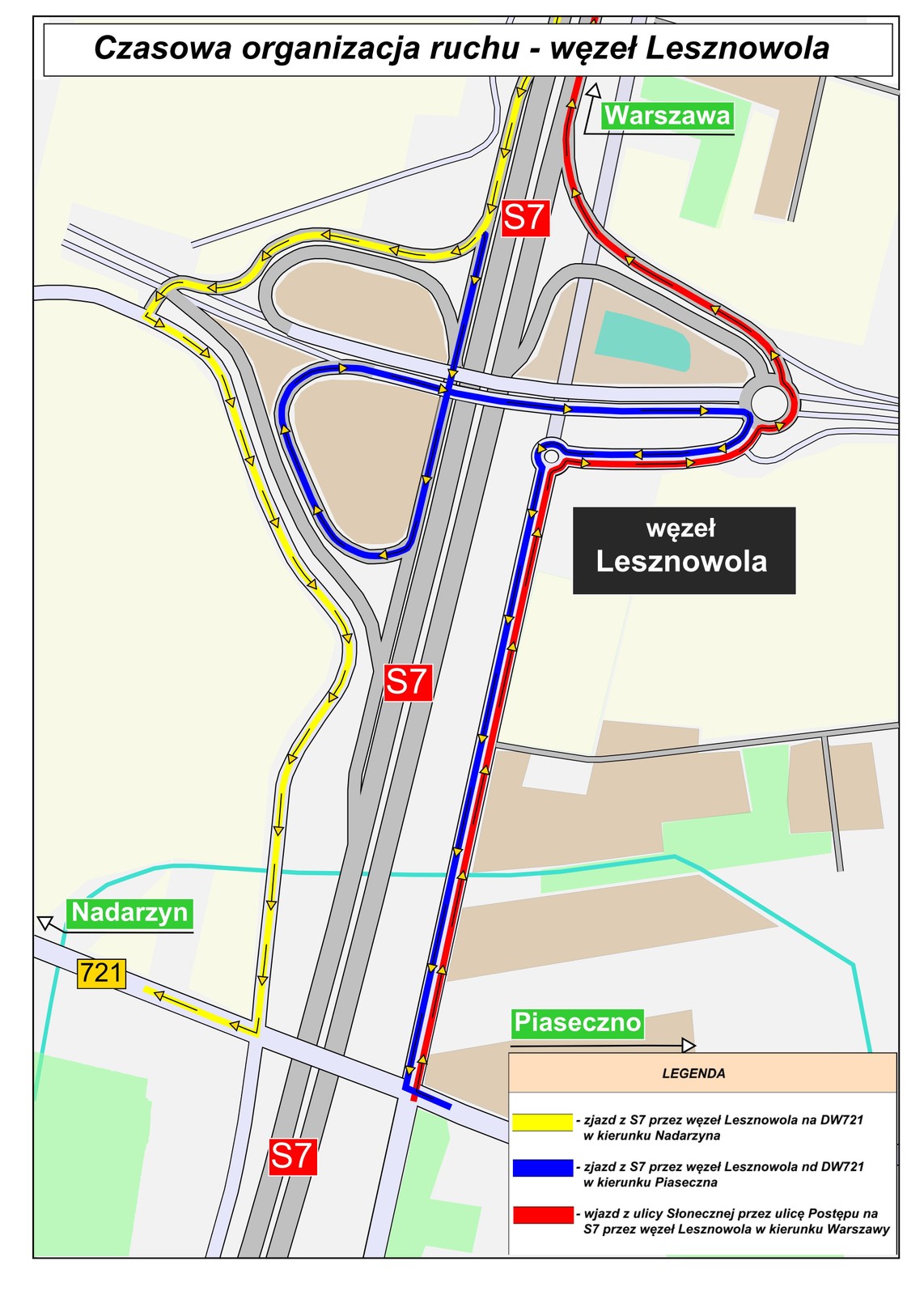 S7 Lotnisko - Lesznowola - tymczasowa organizacja ruchu