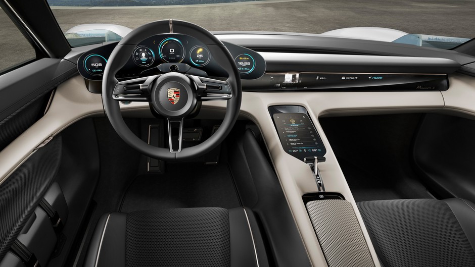 Porsche Mission E - zapowiedź modelu Taycan. Finalna wersja deski rozdzielczej jest bardzo podobna