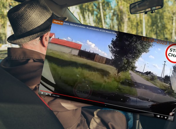 Zignorował podstawową zasadę za kierownicą. Dobrze, że skończyło się tylko tak [WIDEO]