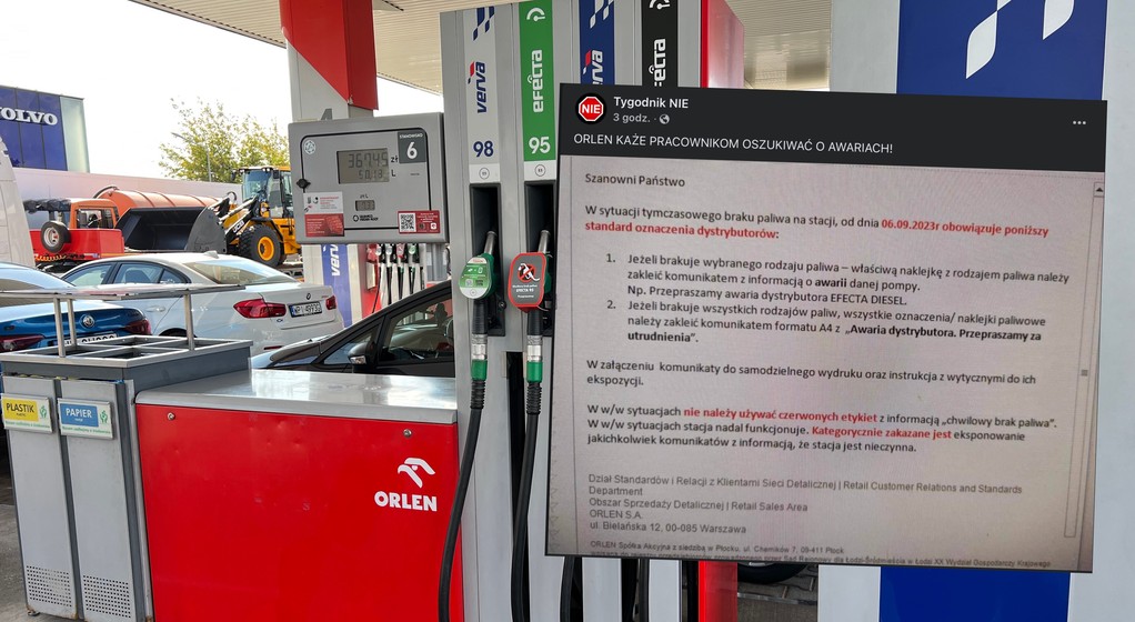 Orlen poinstruował pracowników, jak mają komunikować informację o braku paliwa na stacjach benzynowych